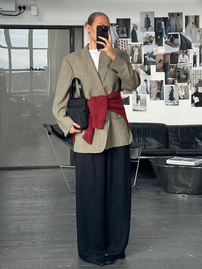 Burberry 1980s Pure Wool Single Breasted Check Blazer - 44R/XL