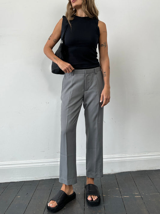Vintage Silk Linen Tapered Leg Tailored Trousers - W32