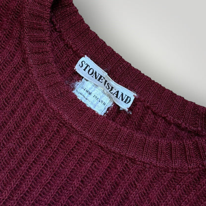 1980's Stone Island Lana Wool Knitted Jumper L | O/S, Burgundy
