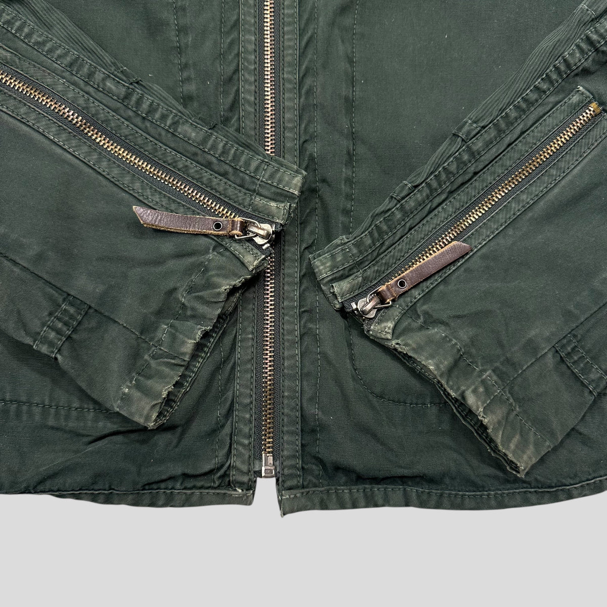 Diesel 00’s Green Cotton Multipocket Cargo Moto Jacket - L | XL, Green