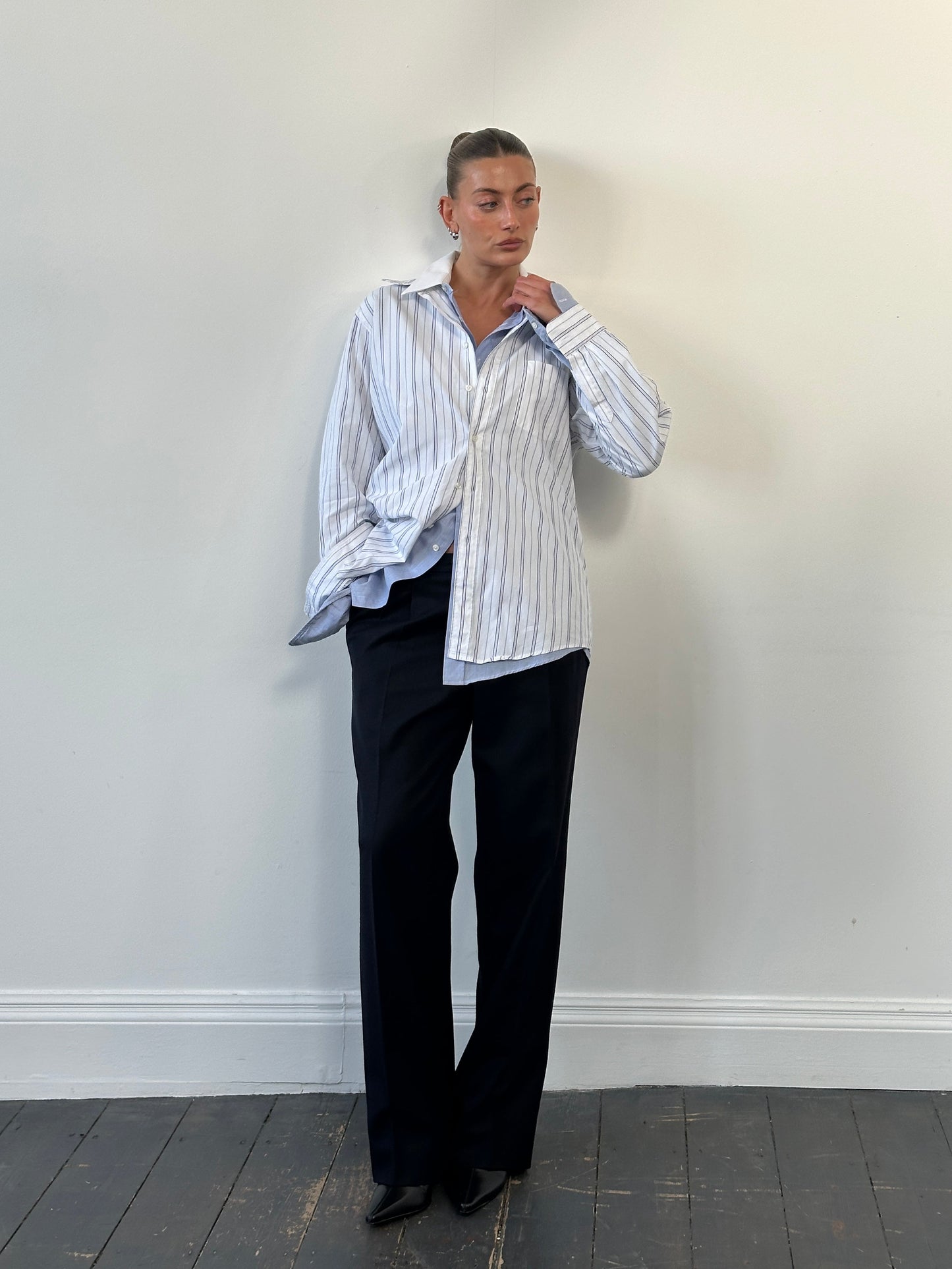 Christian Dior 1980s Stripe Pure Cotton Logo Shirt - L