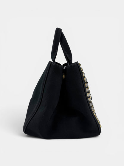 2000s Prada Black Canapa Studded 2-Way Handbag | O/S, Multicoloured