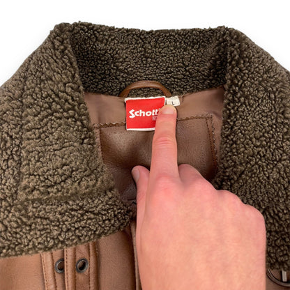 2000's Schott Faux Leather Aviator Jacket (L) | Default Title, Brown
