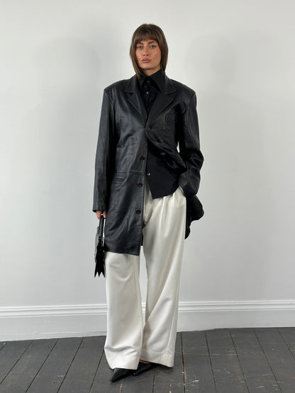 Italian Vintage 1990s Smooth Leather Trench Coat - L/XL