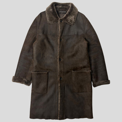 Prada Milano AW03 Shearling Sheepskin Leather Full Length Coat - M | Default Title, Brown