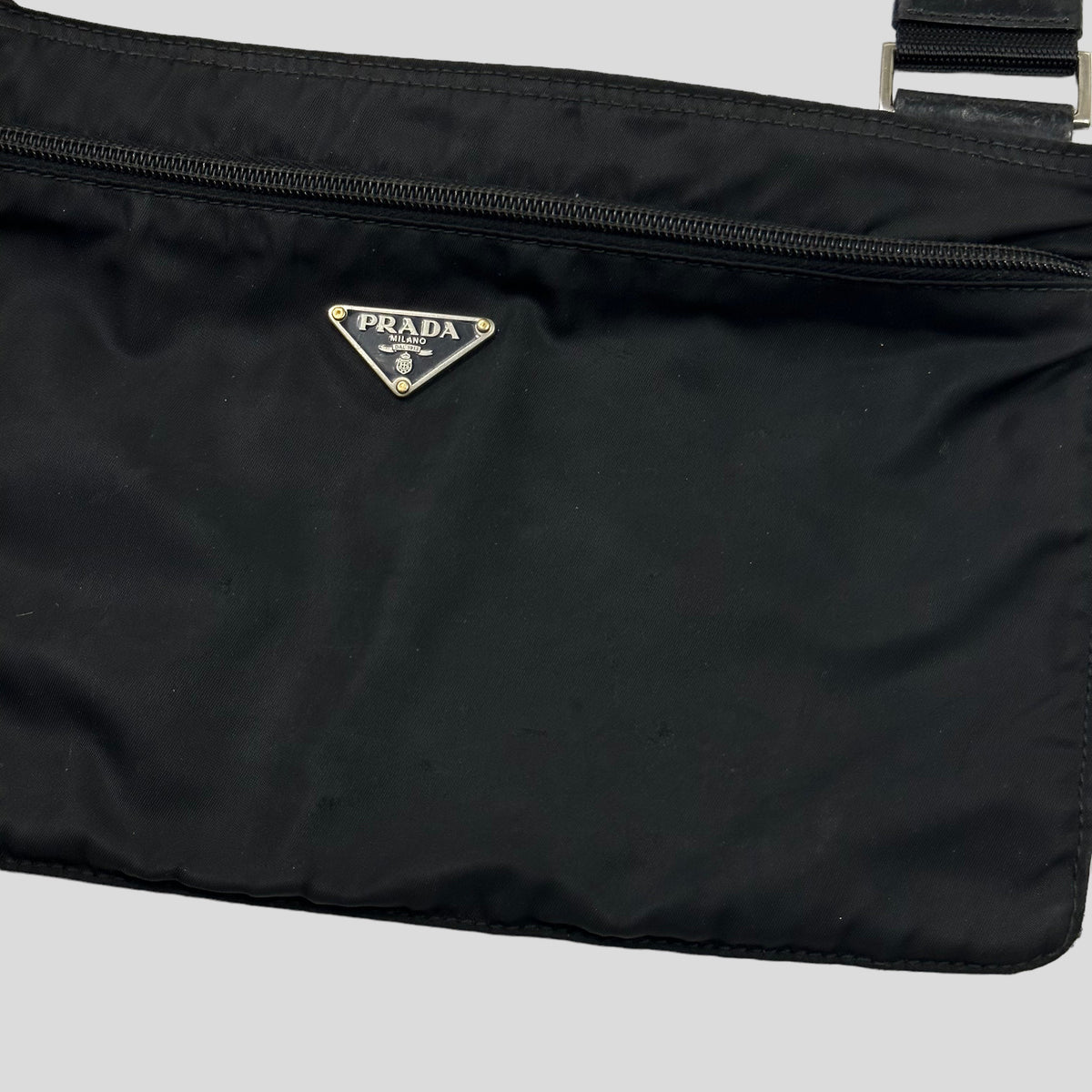 Prada Milano 00’s Nylon Rectangle Crossbody Bag | O/S, Black