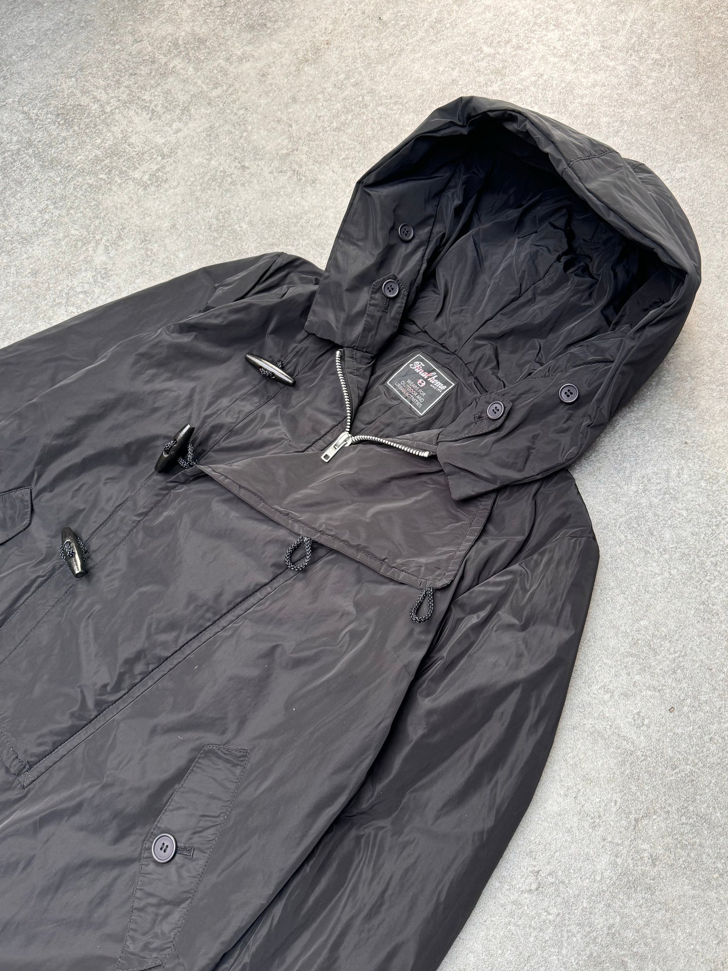 2000 Final Home Issey Miyake Asymmetrical Black Toggle Button Jacket