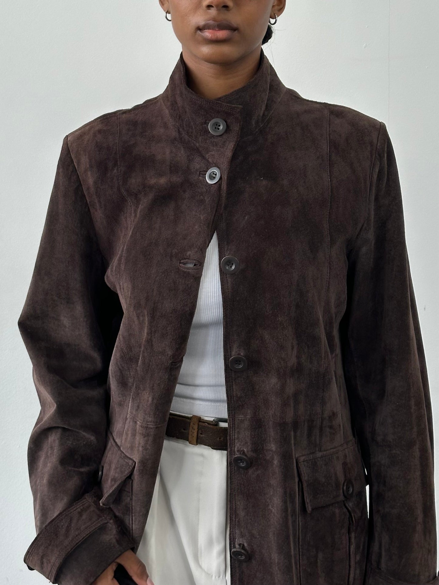 Vintage 1990s Suede Trench Coat - L