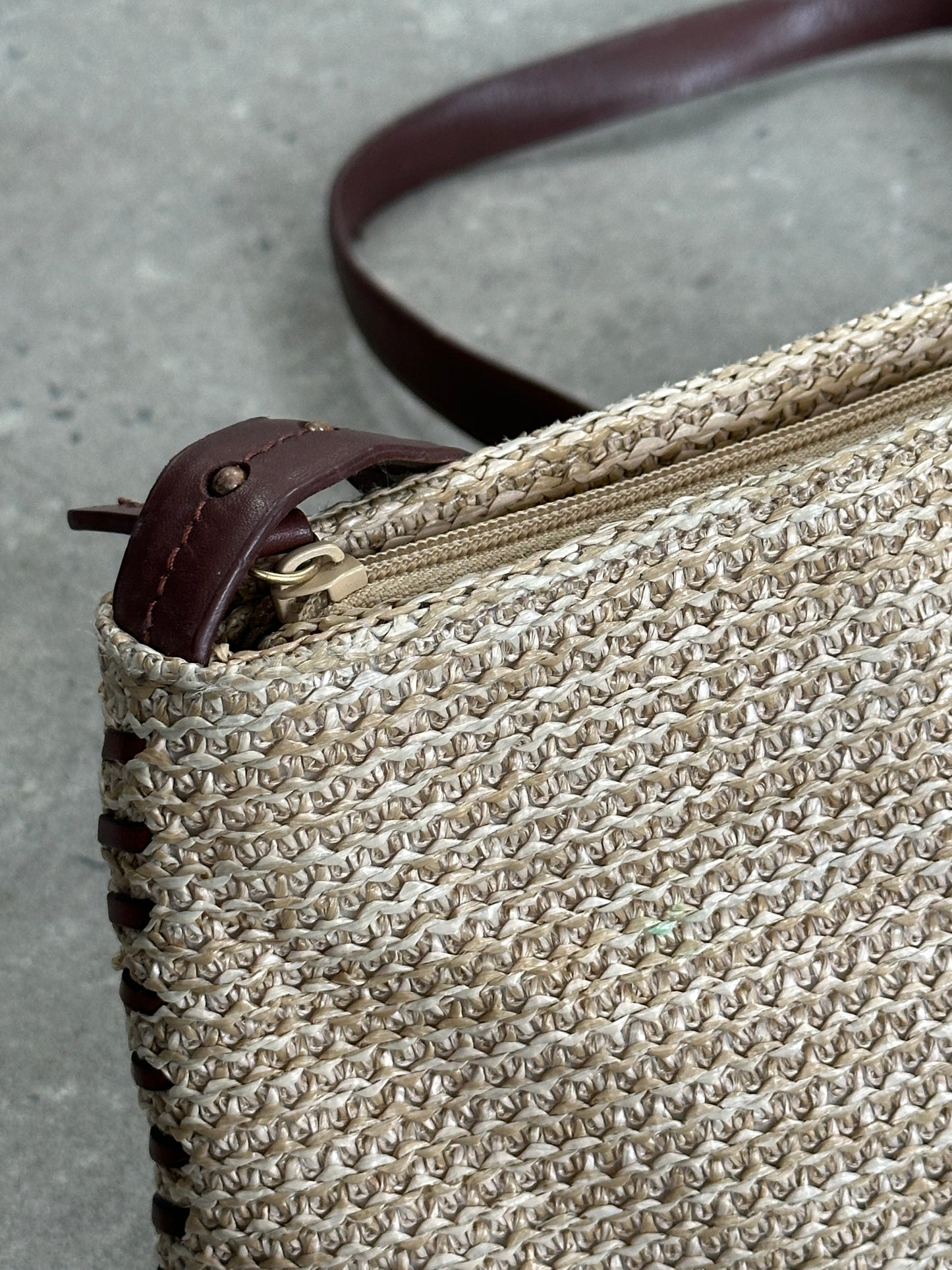 Vintage Raffia Crossbody Bag