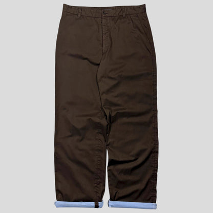 Prada AW00 Brown & Baby Blue Waxed Cotton Trousers - IT52 (34)