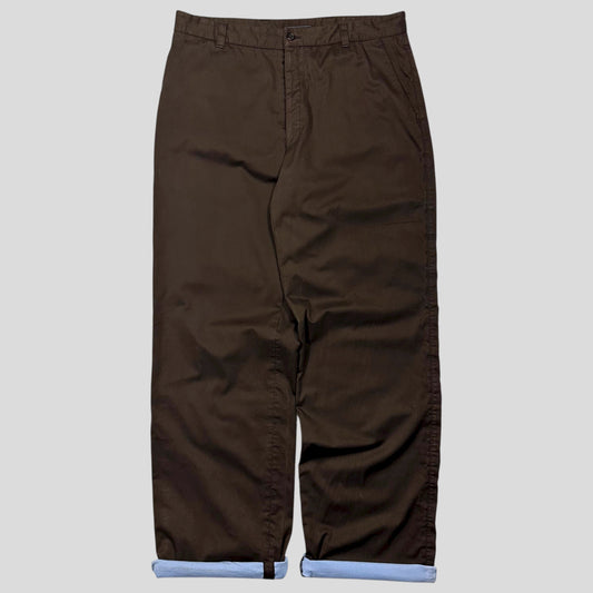 Prada AW00 Brown & Baby Blue Waxed Cotton Trousers - IT52 (34)