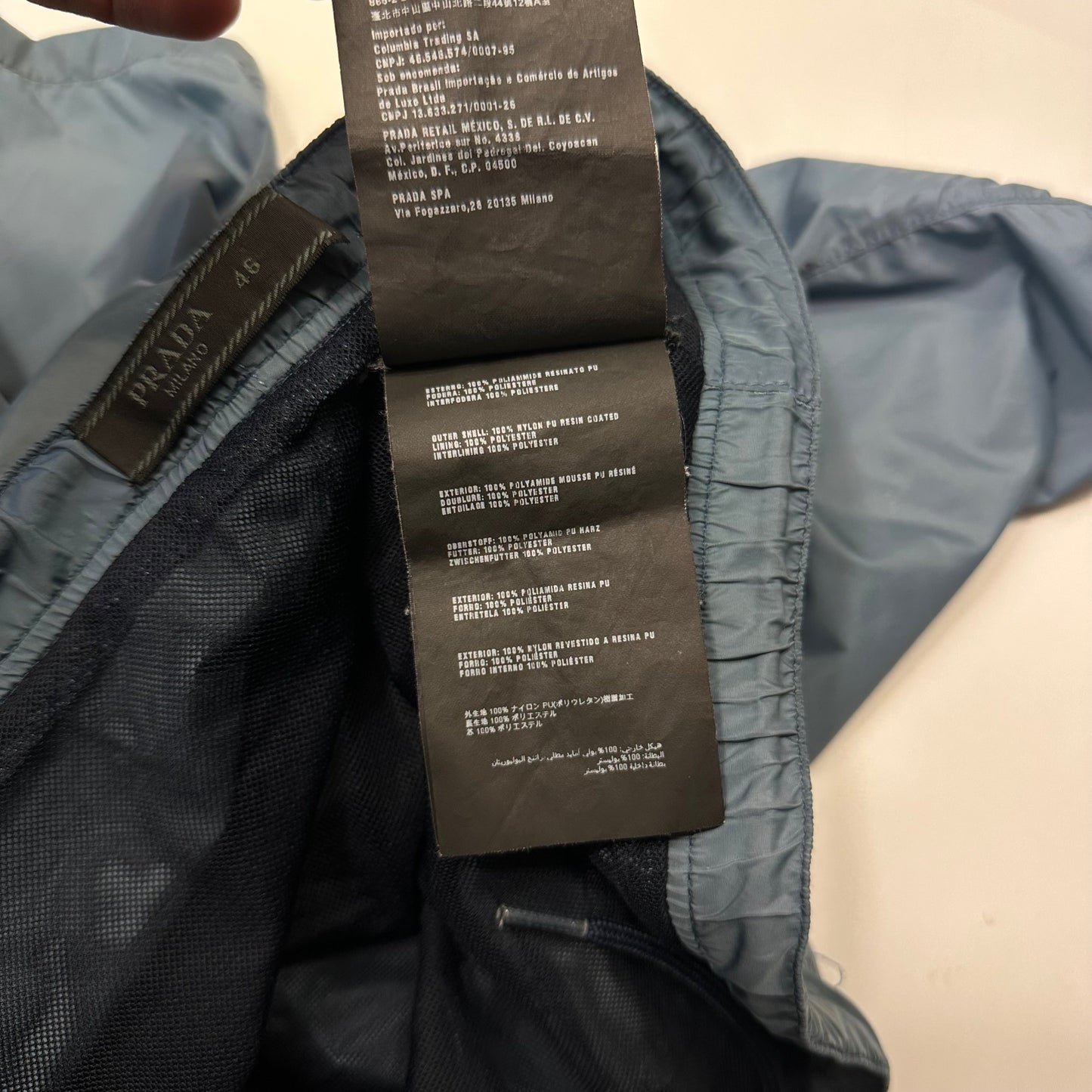 Prada 2014 Metallic Blue Red Tab Nylon Swim Shorts - M