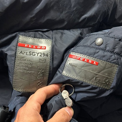 Prada 2015 Red Tab Nylon Padded Technical Parka Coat - L/XL | Default Title, Navy
