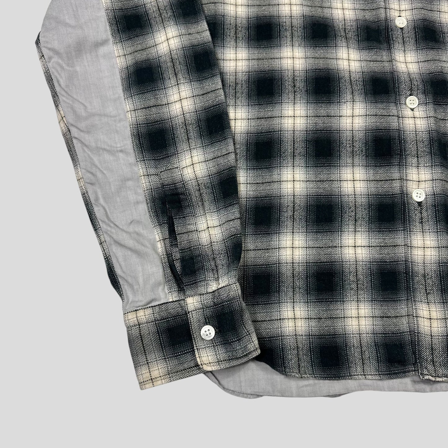 Comme Des Garçons Homme 2009 Shadow Plaid Panelled Flannel Shirt - S/M | Default Title, Grey