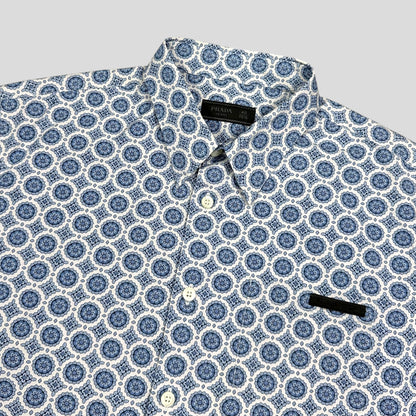 Prada 2020 Persian Geometric Print Boxy Cotton Logo Shirt - M/L