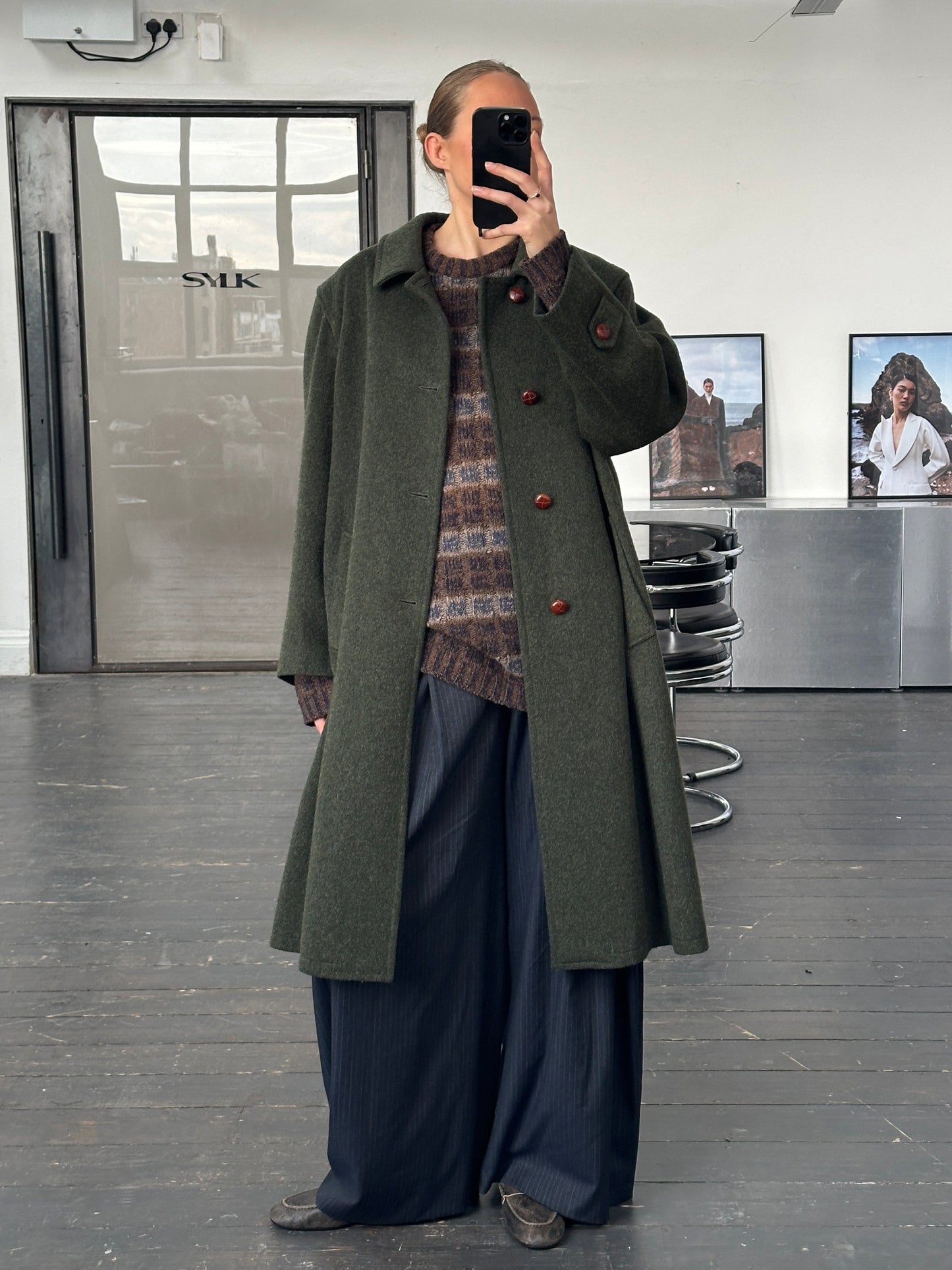 Italian Vintage 1990s Wool Alpaca Wool Single Breasted Coat - XL