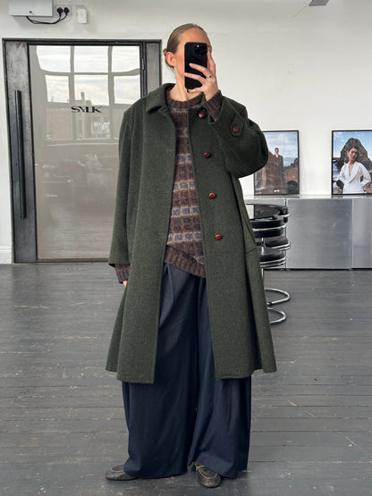 Italian Vintage 1990s Wool Alpaca Wool Single Breasted Coat - XL