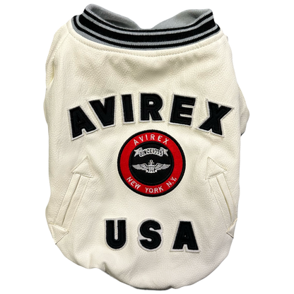 Avirex Leather Jacket For Dog In White | White, White