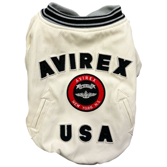 Avirex Leather Jacket For Dog In White | White, White