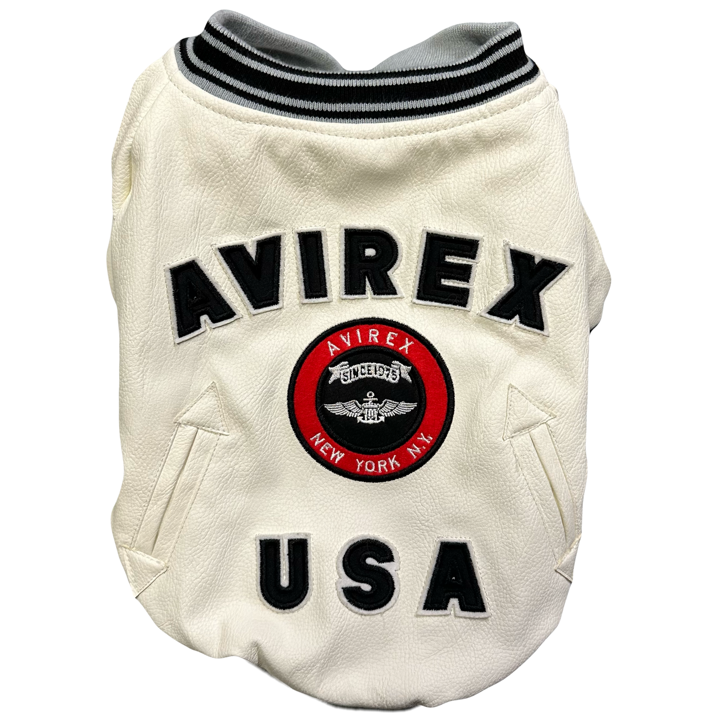 Avirex Leather Jacket For Dog In White