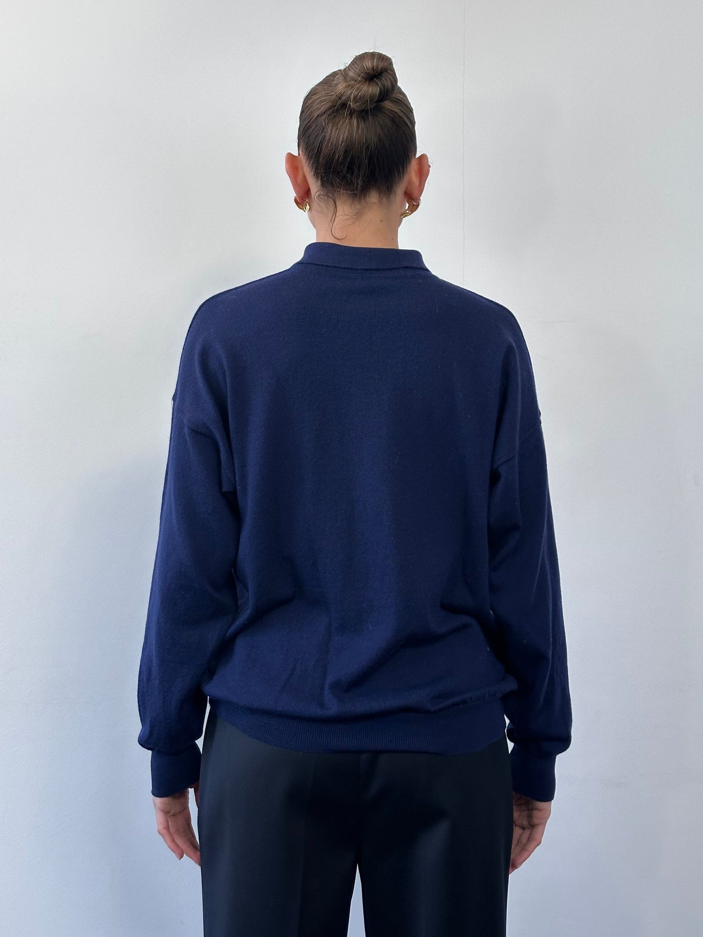 Gianni Versace Versus 90s Pure Wool Bespoke Button Polo Jumper - L