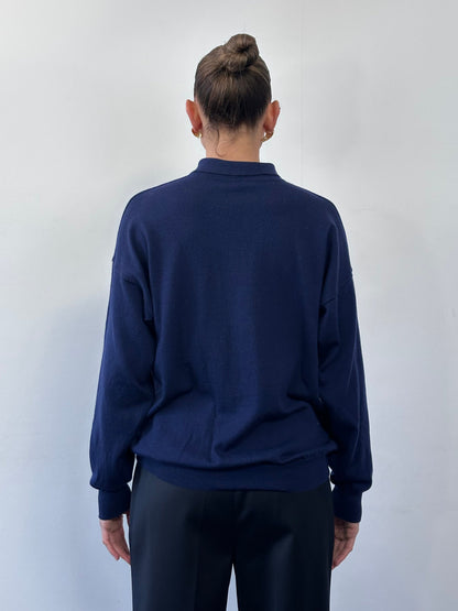 Gianni Versace Versus 90s Pure Wool Bespoke Button Polo Jumper - L