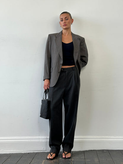 Vintage High Waisted Woven Pleated Trousers - W30
