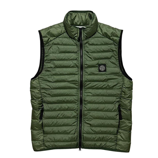 Stone Island Loom Woven Down Gilet | Small, Olive Green