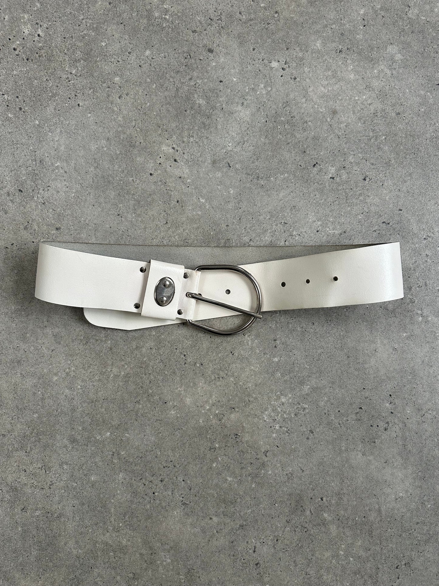 Vintage 1990s Chrome Chunky Leather Belt - W27-34