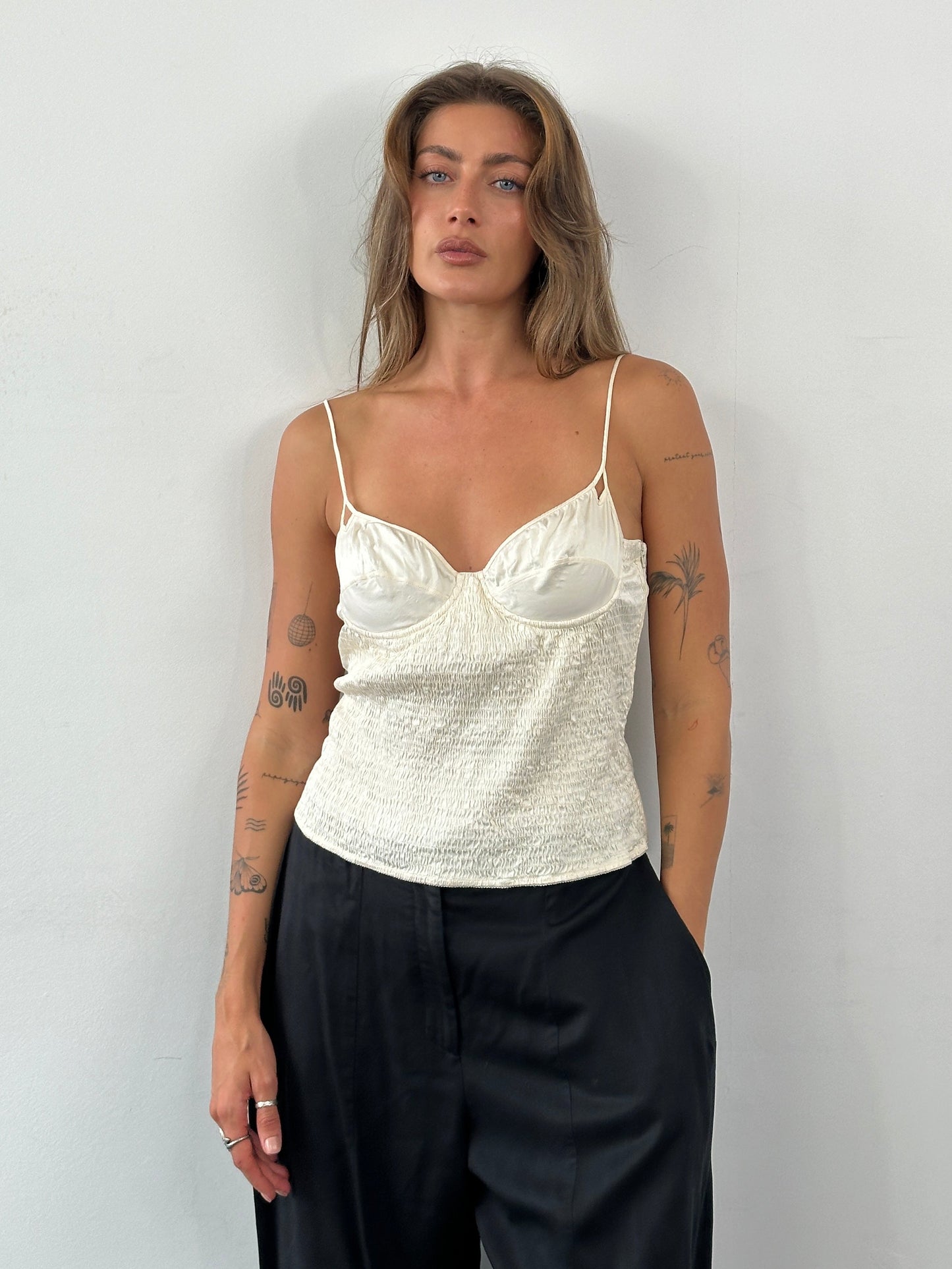 Giorgio Armani 1990s Silk Ruched Top - M