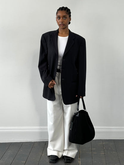 Armani Collezioni 2000s Pure Wool Stripe Single Breasted Blazer - 42R/XL