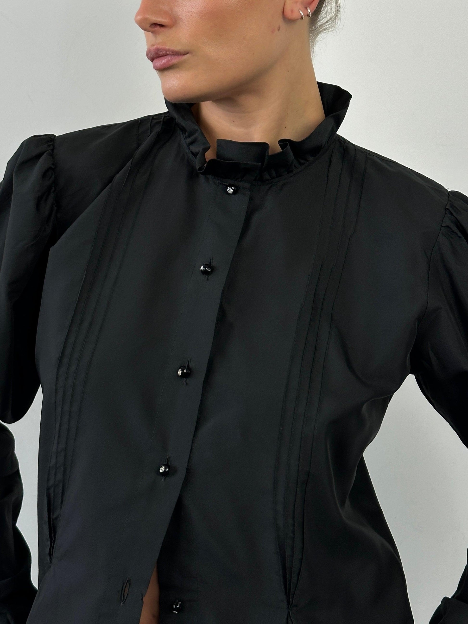 Vintage Puff Sleeve Pleated Shirt - M - Known Source