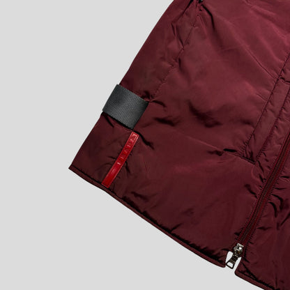 Prada Sport 1999 Nylon Bondage Mesh Padded Gilet - IT48 (S/M) | Small, Burgundy