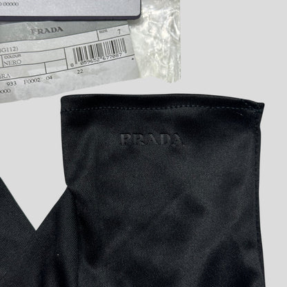 Prada Microfibre Black Embossed Logo Gloves - 6/7 | O/S, Black