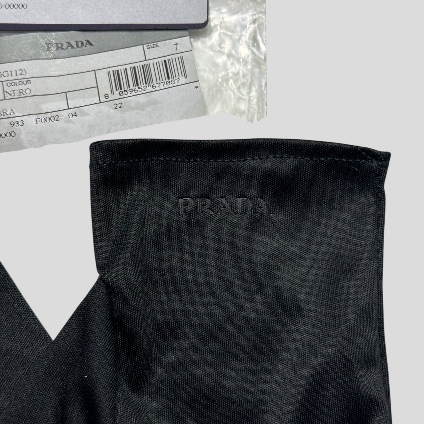Prada Microfibre Black Embossed Logo Gloves - 6/7 | O/S, Black