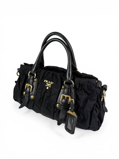 2010s Prada Nylon Tessuto Gaufre Black Handbag | O/S, Black