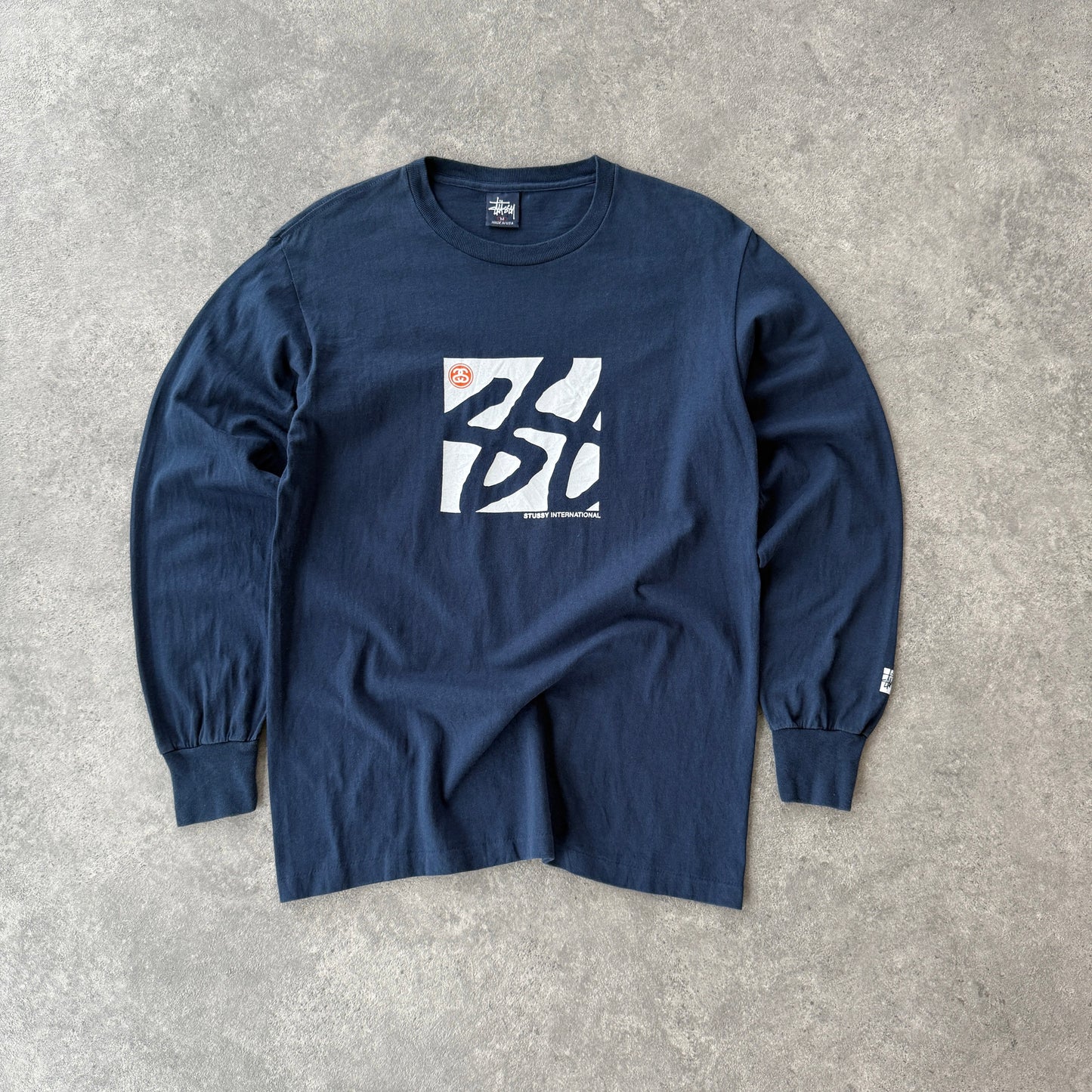 Stussy 1990s heavyweight long sleeve graphic t-shirt (M)