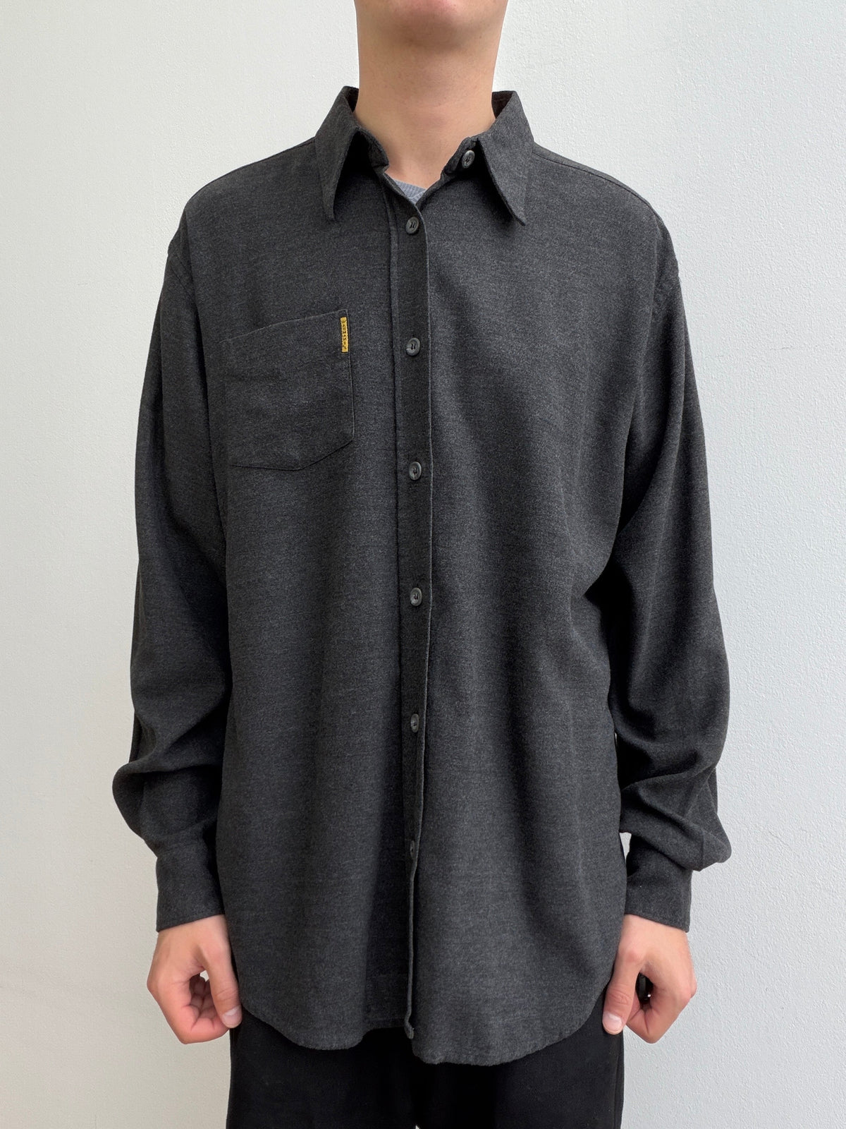Armani Jeans 90s Drape Shirt | O/S, Charcoal