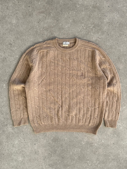Trussardi Pure Wool Cable Knit Logo Jumper - L