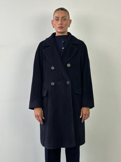 Max Mara Wool Cashmere Double Breasted A-Line Coat - L