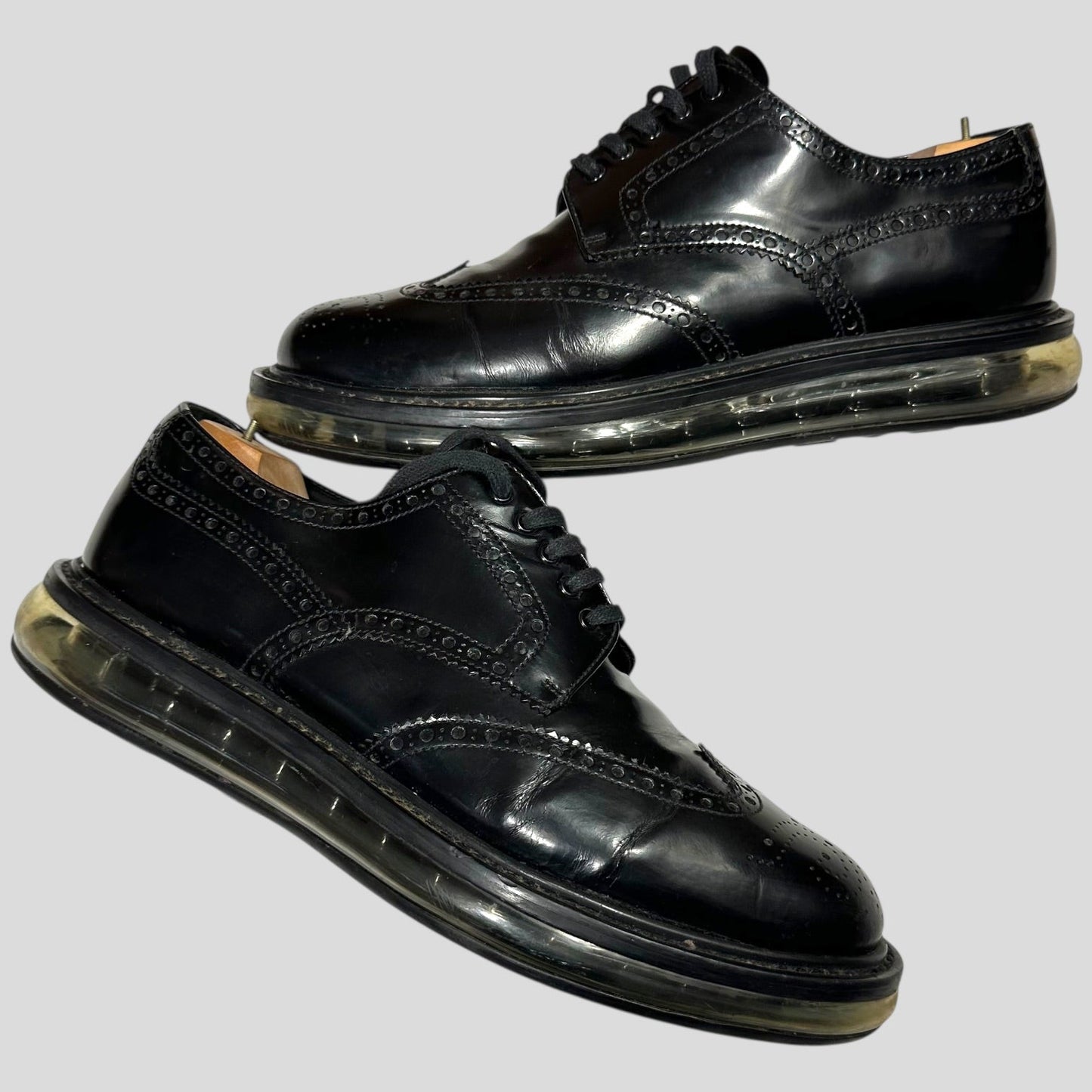Prada Air Levitate Brogues Black Leather Derby Shoes - UK9