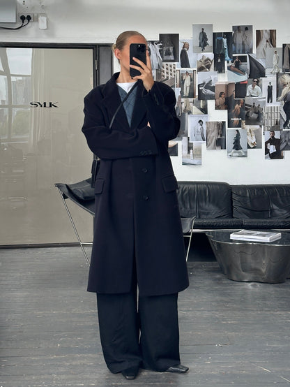 Emporio Armani 1990s Wool Cashmere Single Breasted Coat - XL