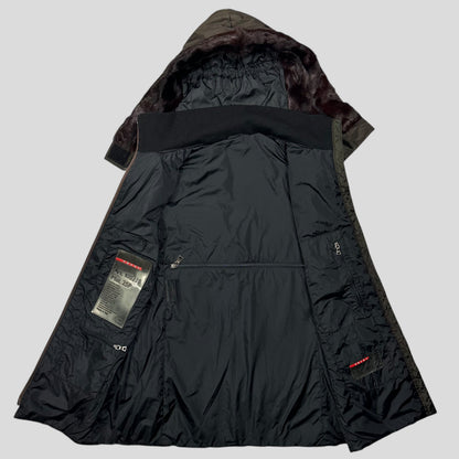 Prada Sport AW00 7 in 1 Nylon Padded Goat Fur Modular Bag Jacket - IT42 (S) | Default Title, Khaki