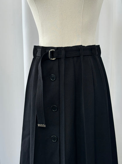 Vintage 1990s Wool Pleated Midi Skirt - W26