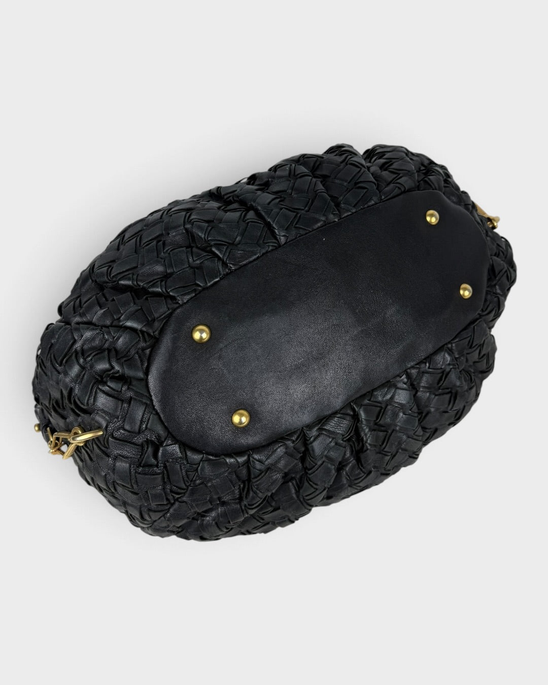 2010s Miu Miu Black Woven Leather Handbag | O/S, Multicoloured