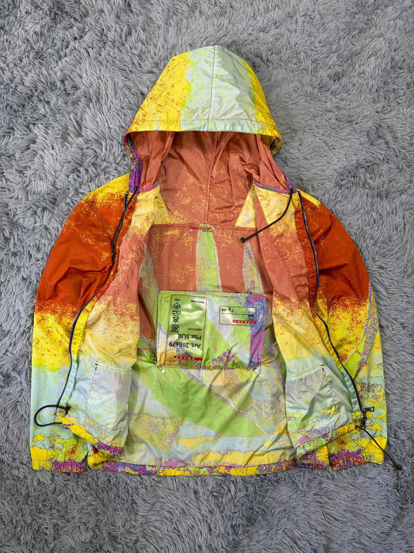 Prada Sport 00’s Thermal Sailing Heatmap Nylon Bag Jacket - S/M | O/S, Orange, Yellow, Multicolor