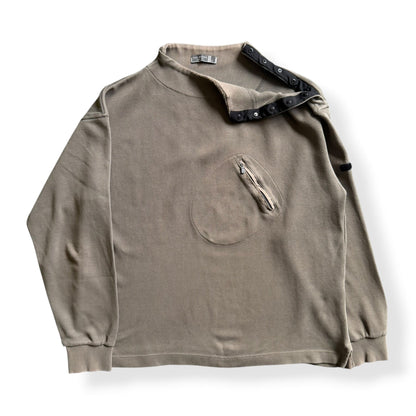 2000's Ted Baker Asymmetric Stash Pocket Sweatshirt (L) | Large, Khaki