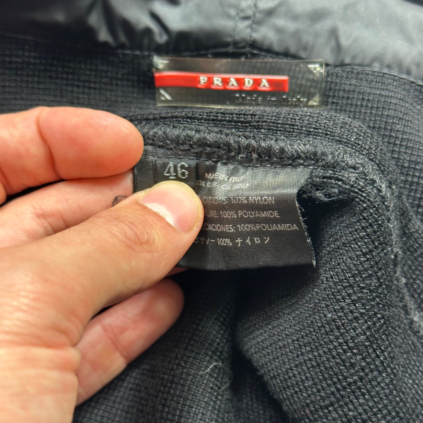 Prada Sport AW00 Ninja Hood Nylon Panel Tech Knit Cardigan - XS/S