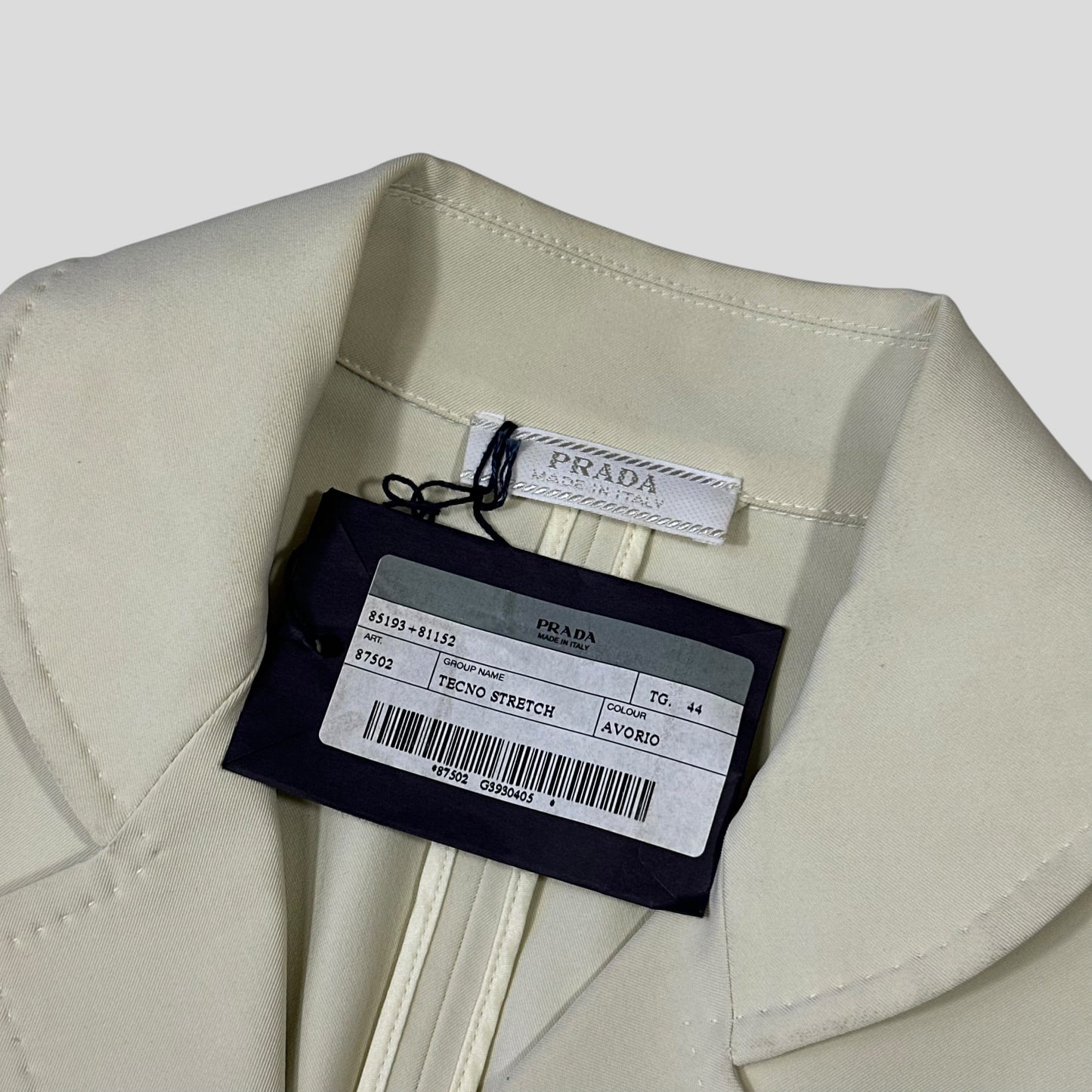 Prada Milano SS99 Tecno Stretch Belted Blazer Jacket - IT44 | Default Title, Cream