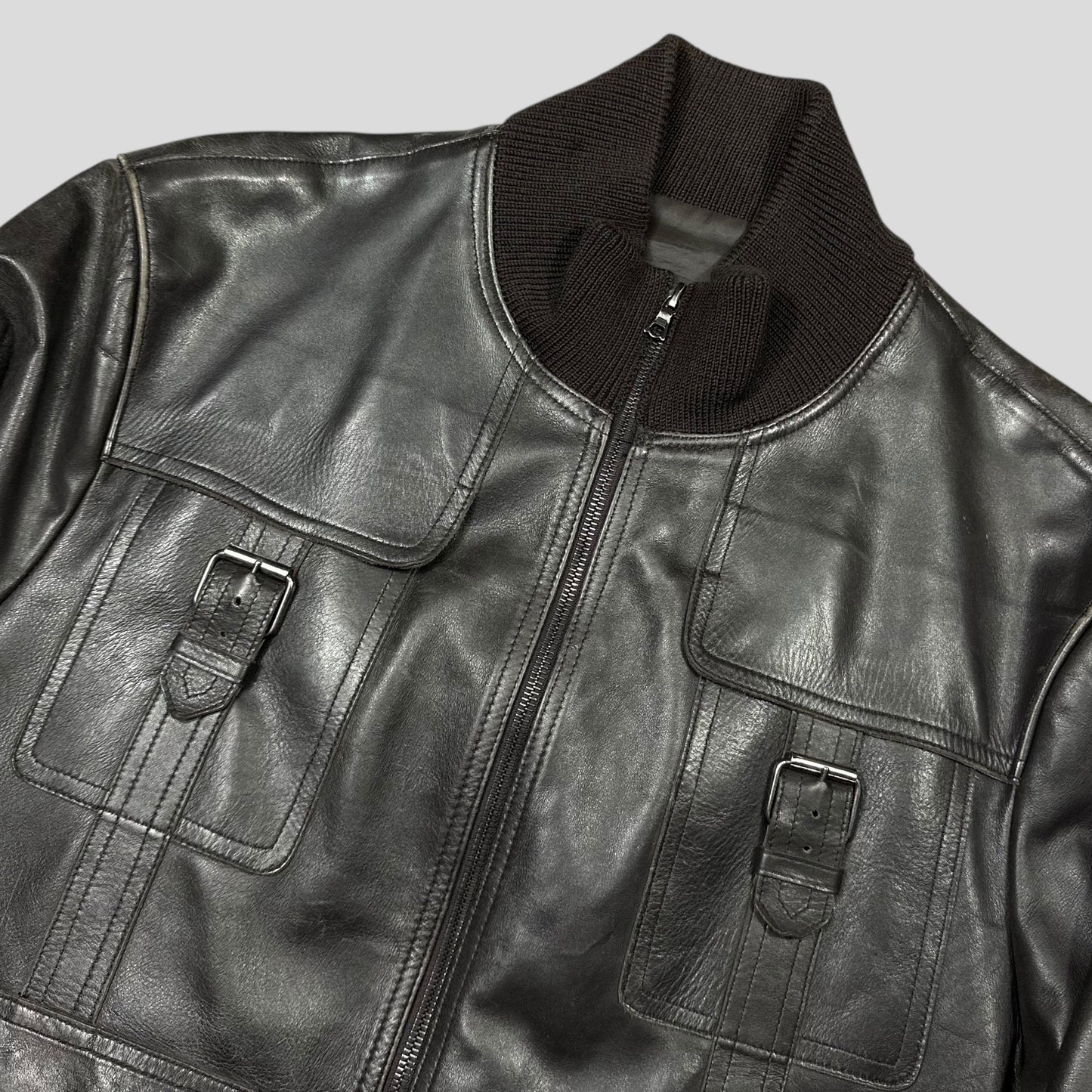 Neil Barrett 00’s Multipocket Buckle Lambs Leather Moto Jacket - L | Default Title, Multicoloured